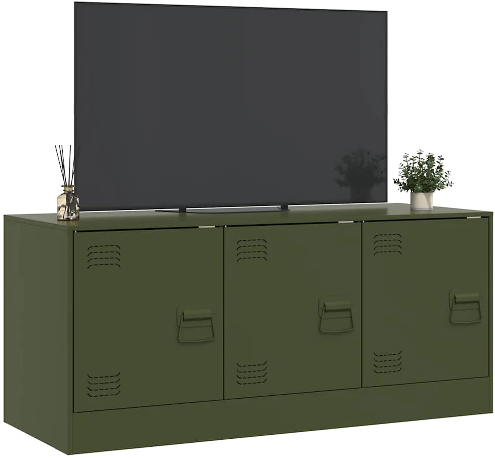 TV staliukas Televizoriaus spintelė, alyvuogių žalia, 99x39x44cm, plienas