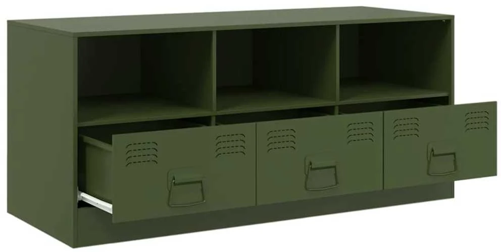 TV staliukas Televizoriaus spintelė, alyvuogių žalia, 99x39x44cm, plienas