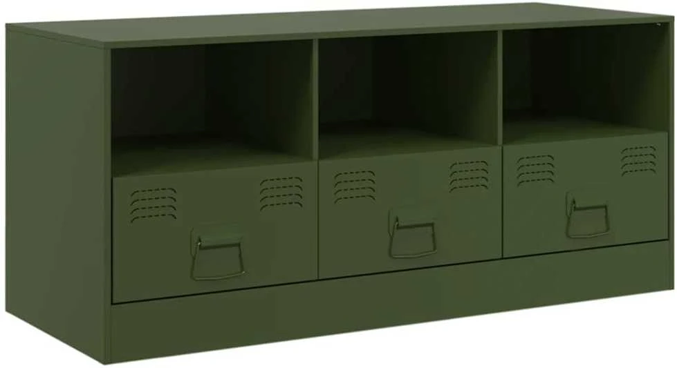 TV staliukas Televizoriaus spintelė, alyvuogių žalia, 99x39x44cm, plienas