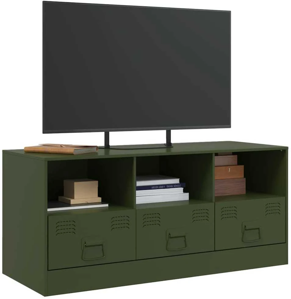 TV staliukas Televizoriaus spintelė, alyvuogių žalia, 99x39x44cm, plienas