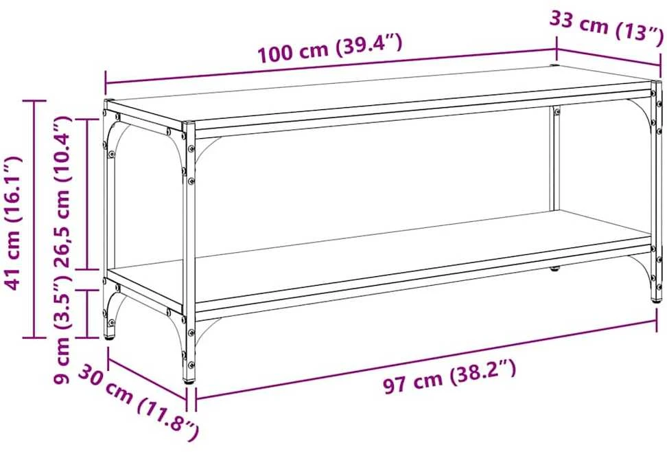 Televizoriaus spintelė 2 lygių 100x33x41cm Amatininkų ąžuolas