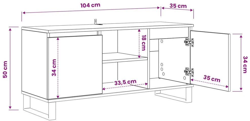 TV staliukas Televizoriaus spintelė 104 x 35 x 50 cm Amatininkų ąžuolas