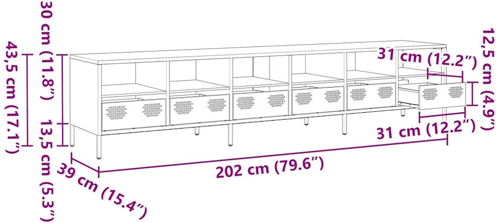 TV staliukas Televizoriaus spintelė, antracito, 202x39x43,5cm, plienas