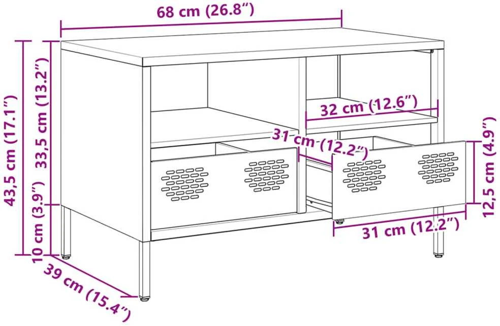 TV staliukas Televizoriaus spintelė, antracito, 68x39x43,5cm, plienas