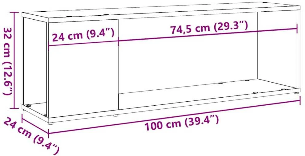 TV staliukas Televizoriaus spintelė, artisano, 100x24x32cm, apdirbta mediena