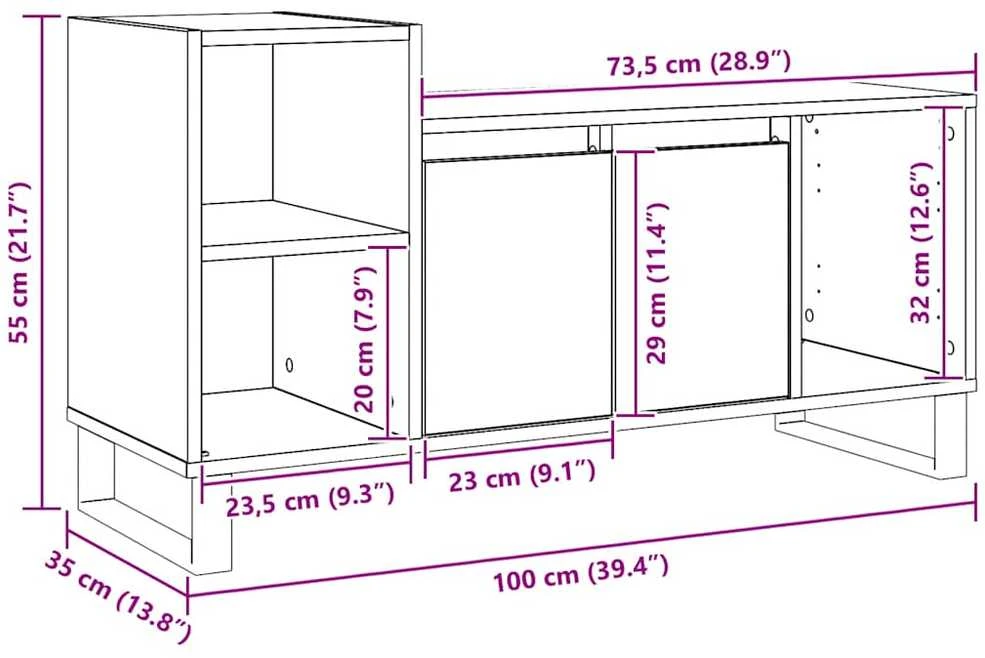 TV staliukas Televizoriaus spintelė, artisano, 100x35x55cm, apdirbta mediena