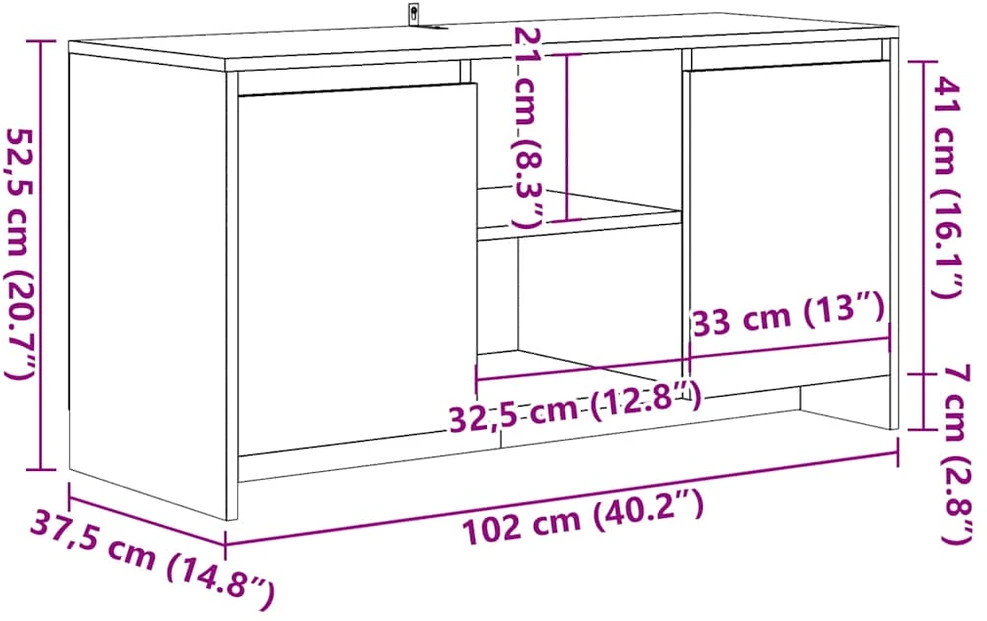 TV staliukas Televizoriaus spintelė, artisano, 102x37,5x52,5cm, mediena