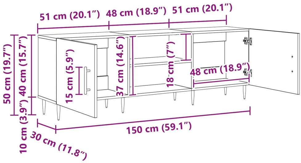 TV staliukas Televizoriaus spintelė 150 x 30 x 50 cm artisano ąžuolo