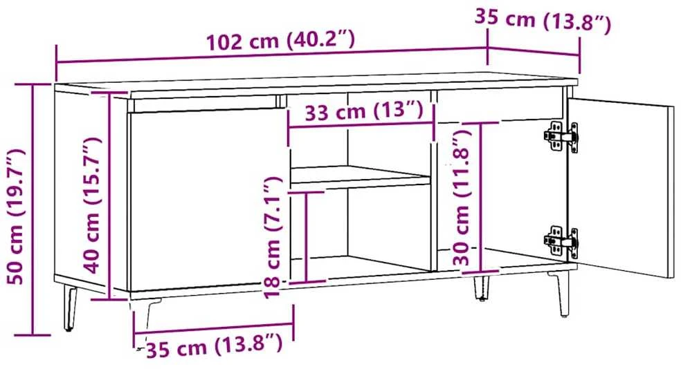 TV staliukas Televizoriaus spintelė, artisano ąžuolo, 102x35x50cm, mediena
