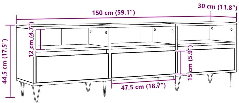 TV staliukas Televizoriaus spintelė, artisano ąžuolo, 150x30x44,5cm, mediena