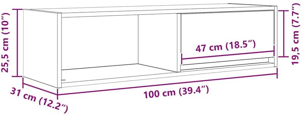 TV staliukas Televizoriaus spintelė, ąžuolo, 100x31x25,5cm, apdirbta mediena
