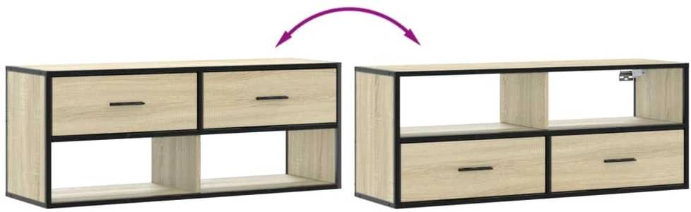 TV staliukas Televizoriaus spintelė, ąžuolo, 100x31x39,5cm, mediena/metalas