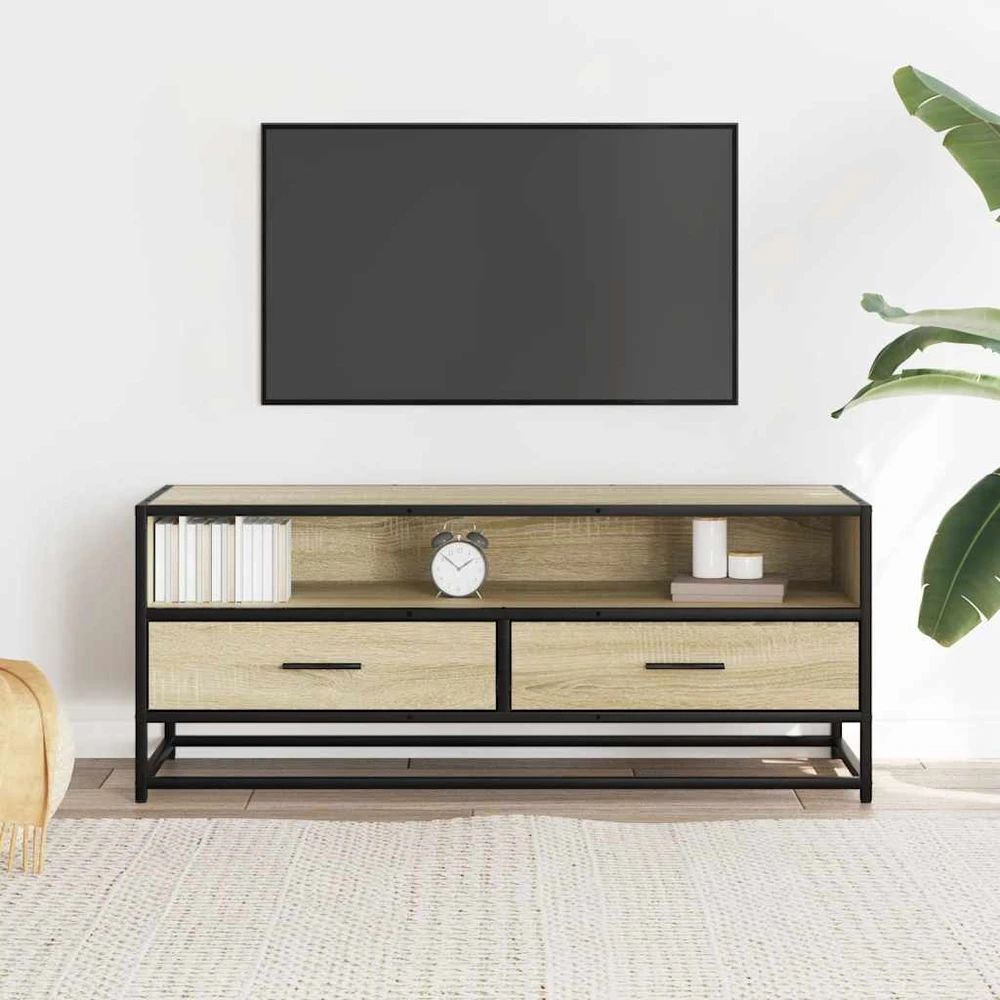 TV staliukas Televizoriaus spintelė, ąžuolo, 100x34,5x40cm, mediena/metalas