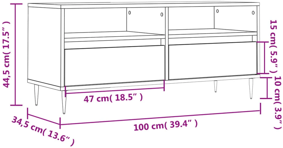 TV staliukas Televizoriaus spintelė, ąžuolo, 100x34,5x44,5cm, mediena