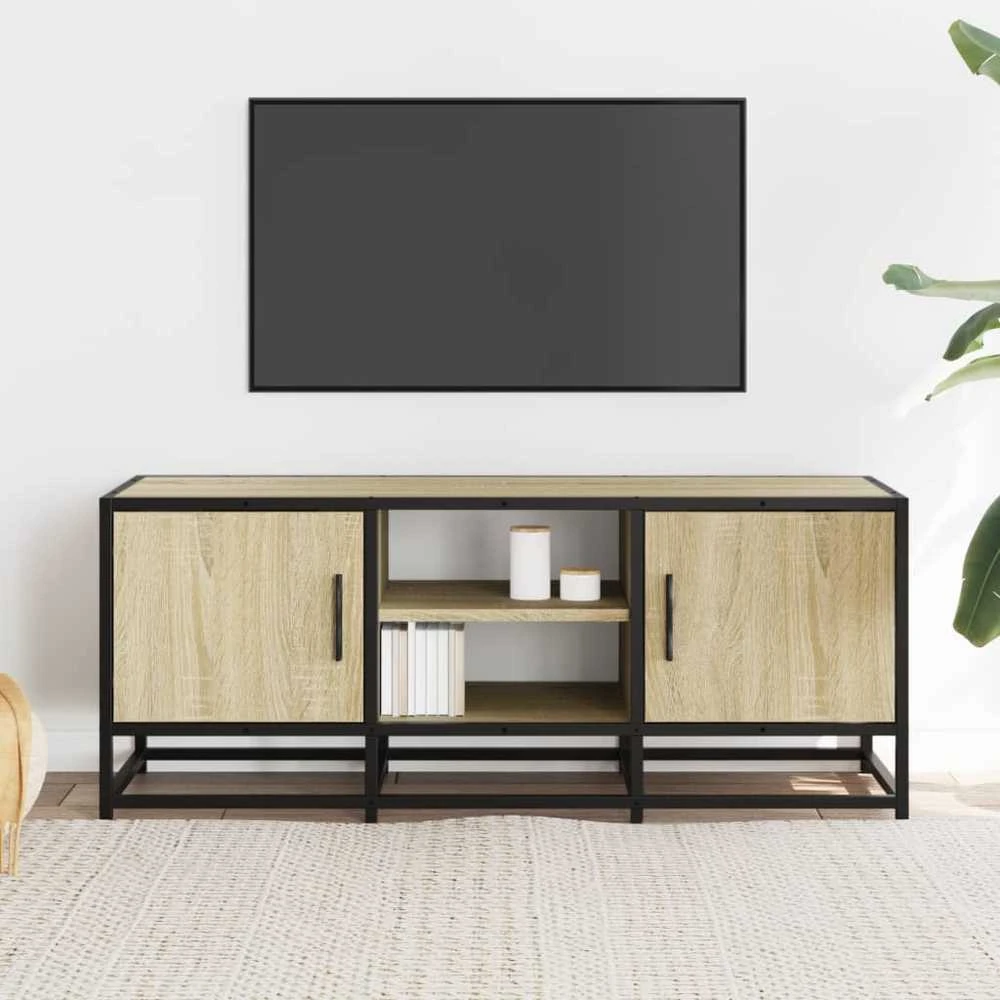 TV staliukas Televizoriaus spintelė, ąžuolo, 100x35x41cm, mediena ir metalas