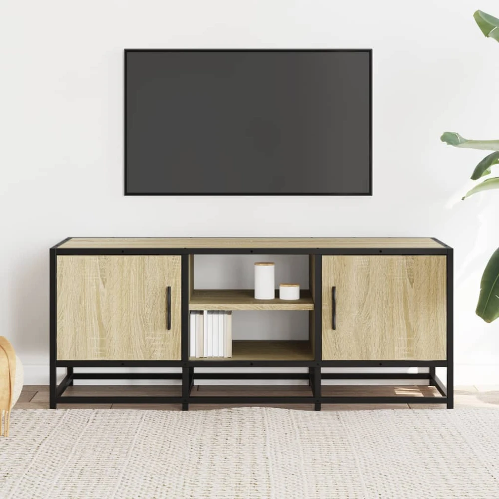 TV staliukas Televizoriaus spintelė, ąžuolo, 100x35x41cm, mediena ir metalas