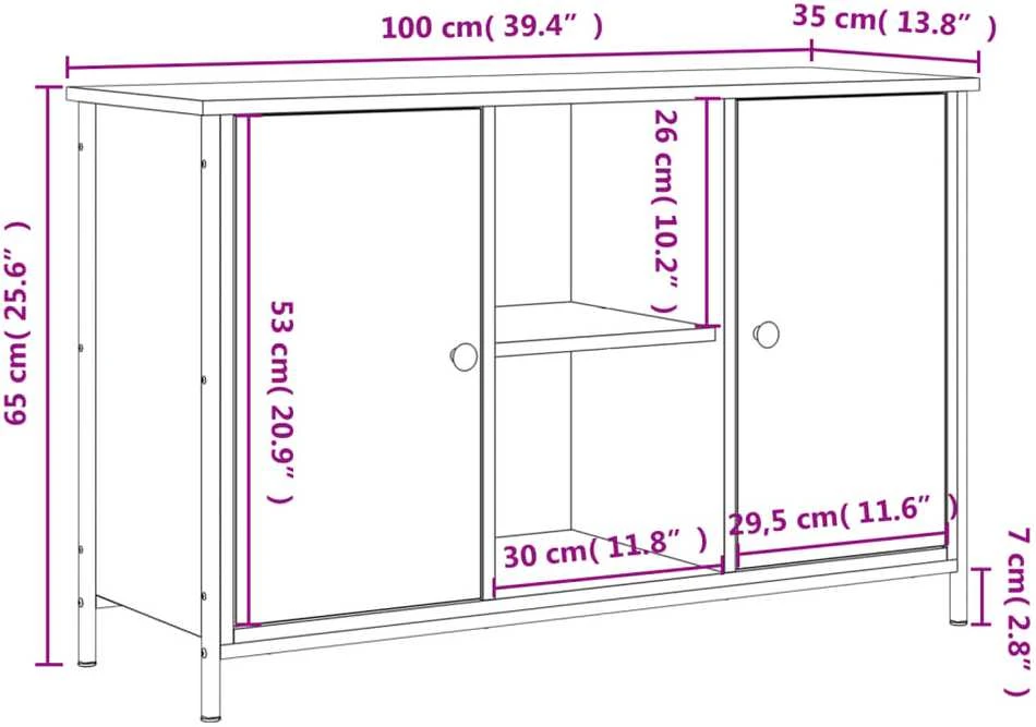 TV staliukas Televizoriaus spintelė, ąžuolo, 100x35x65cm, apdirbta mediena