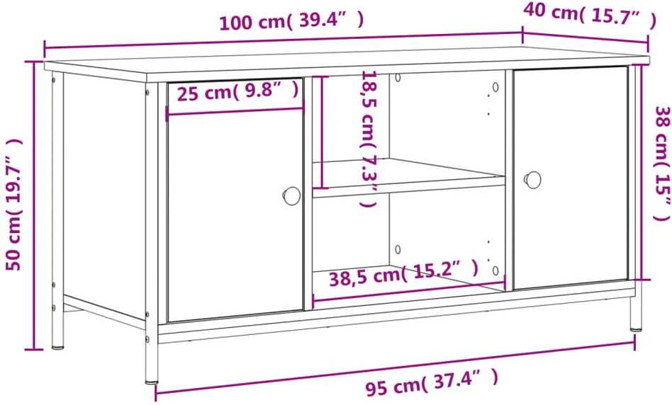TV staliukas Televizoriaus spintelė, ąžuolo, 100x40x50cm, apdirbta mediena