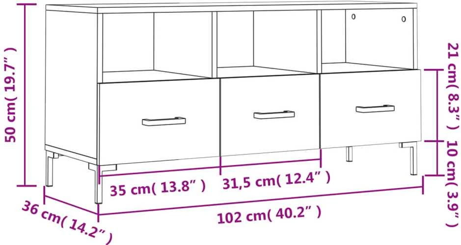 TV staliukas Televizoriaus spintelė, ąžuolo, 102x36x50cm, apdirbta mediena