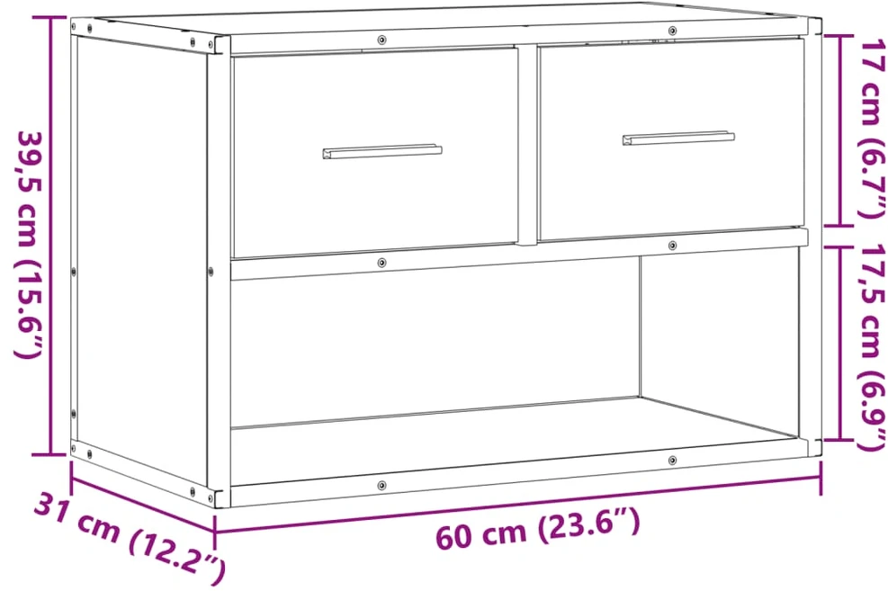 TV staliukas Televizoriaus spintelė, ąžuolo, 60x31x39,5cm, mediena/metalas