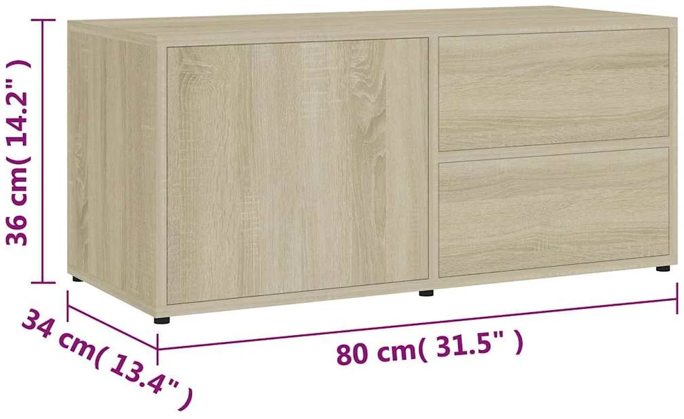 TV staliukas Televizoriaus spintelė, ąžuolo, 80x34x36cm, apdirbta mediena