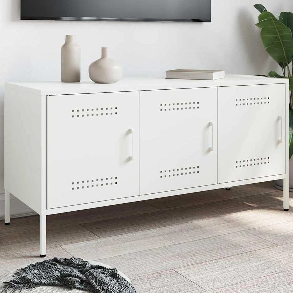 TV staliukas Televizoriaus spintelė, balta, 100,5x39x50,5cm, plienas