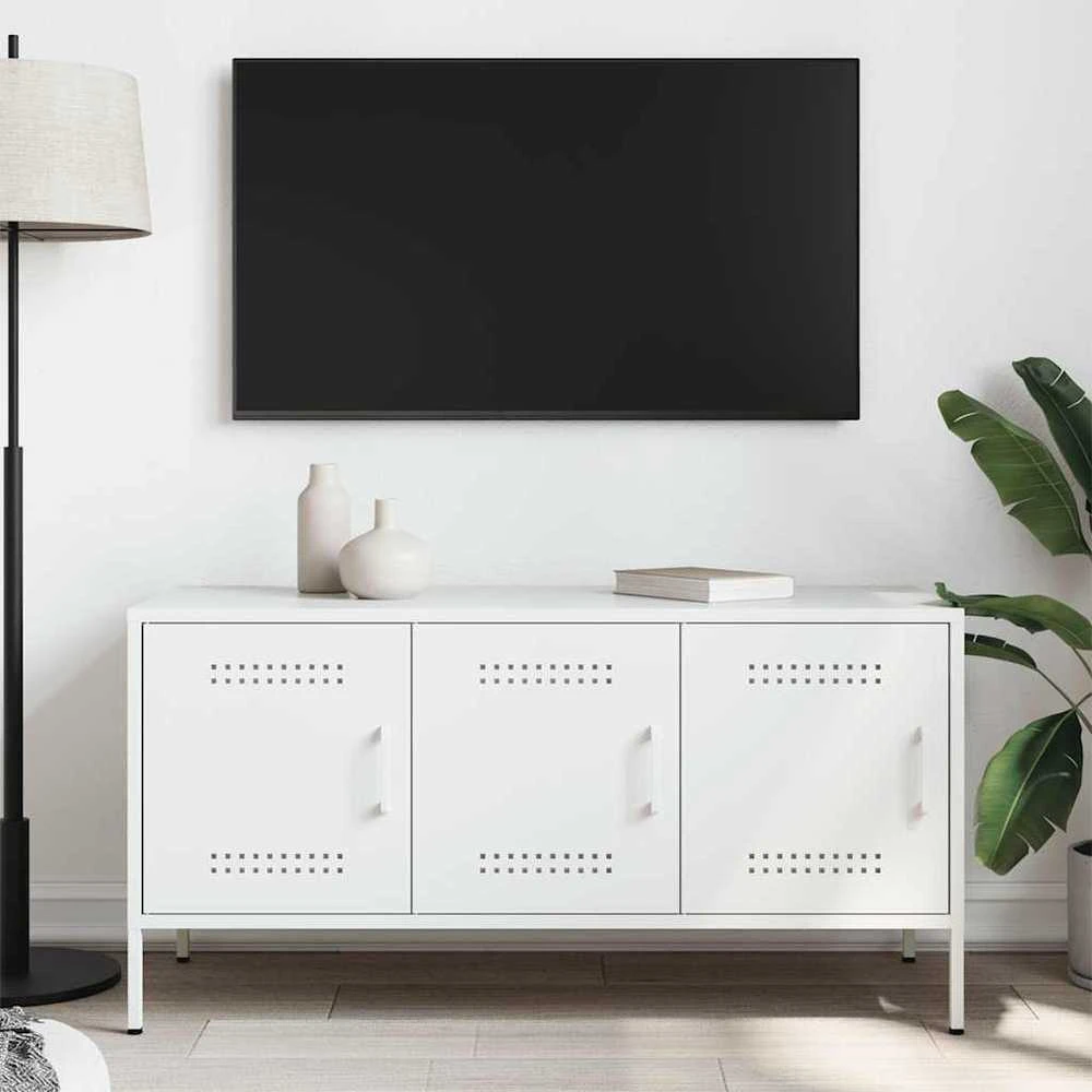 TV staliukas Televizoriaus spintelė, balta, 100,5x39x50,5cm, plienas