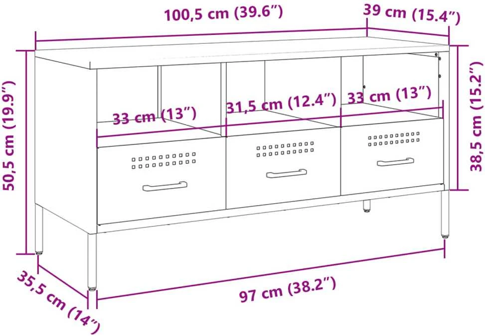 TV staliukas Televizoriaus spintelė, balta, 100,5x39x50,5cm, plienas
