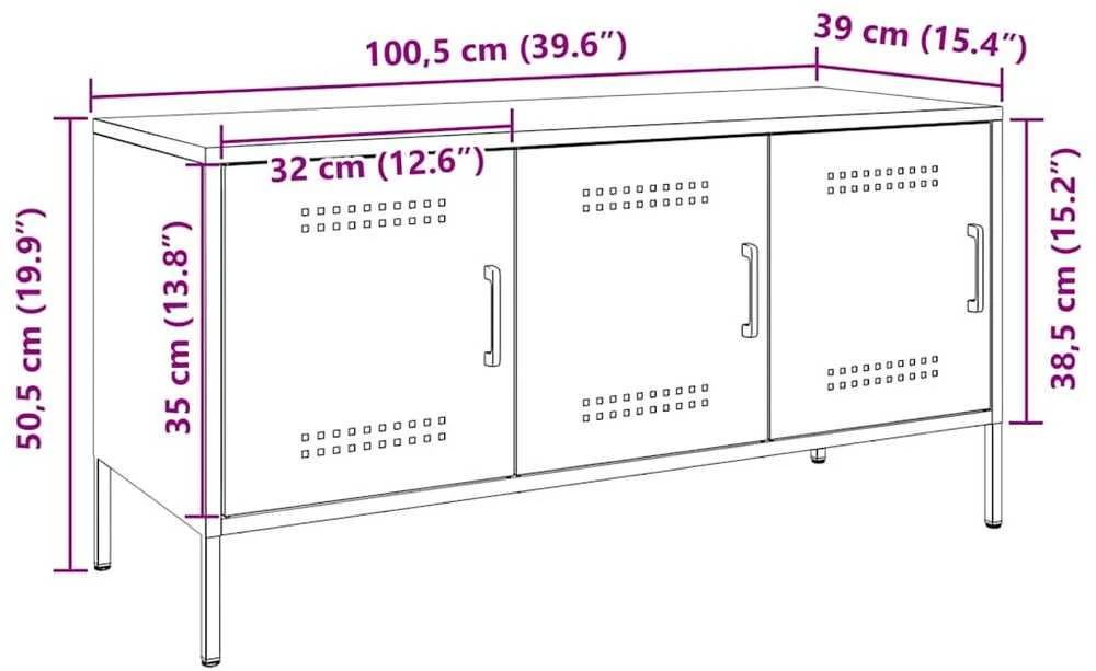 TV staliukas Televizoriaus spintelė, balta, 100,5x39x50,5cm, plienas