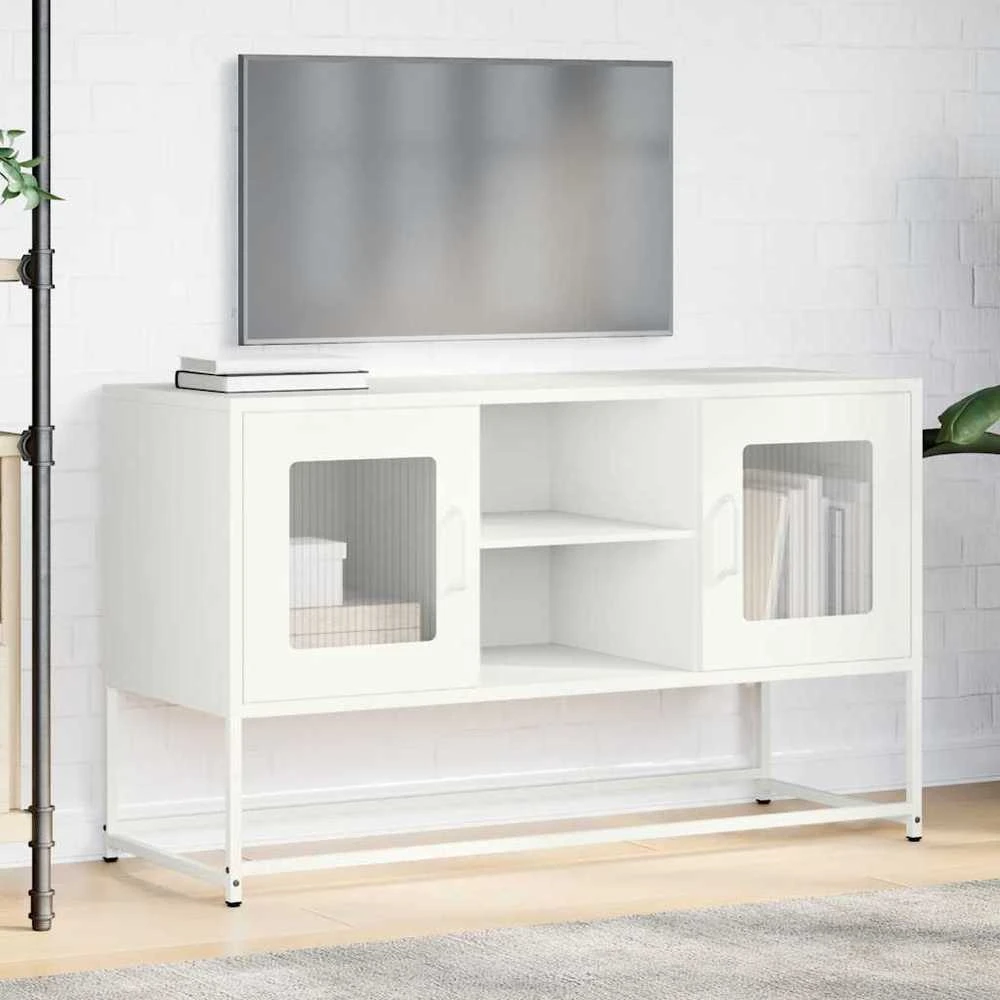TV staliukas Televizoriaus spintelė, balta, 100,5x39x60,5cm, plienas