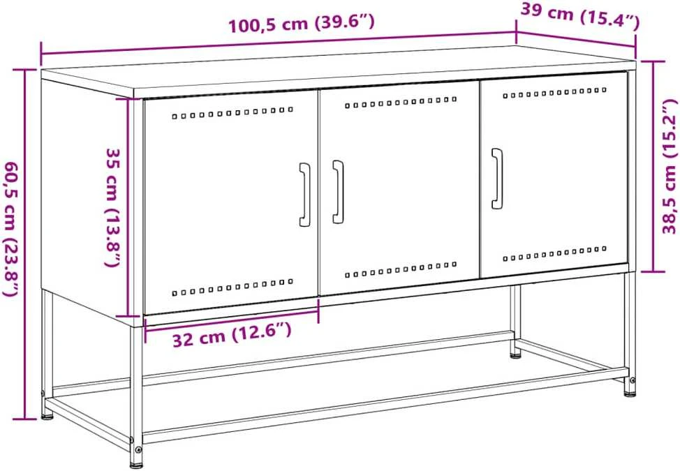 TV staliukas Televizoriaus spintelė, balta, 100,5x39x60,5cm, plienas