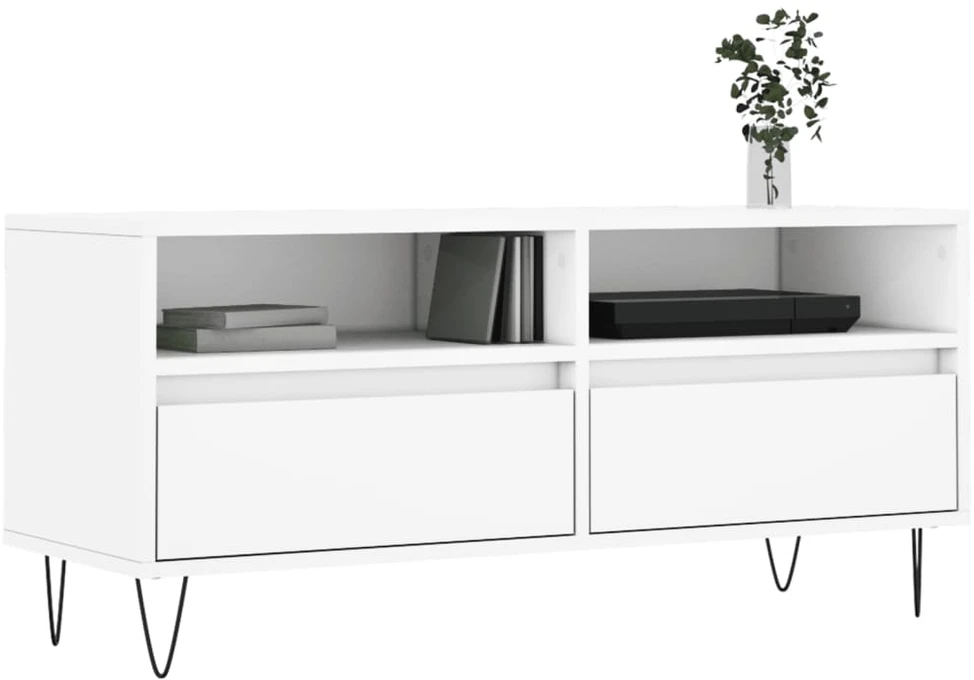 TV staliukas Televizoriaus spintelė, balta, 100x34,5x44,5cm, mediena