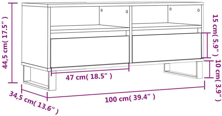 TV staliukas Televizoriaus spintelė, balta, 100x34,5x44,5cm, mediena