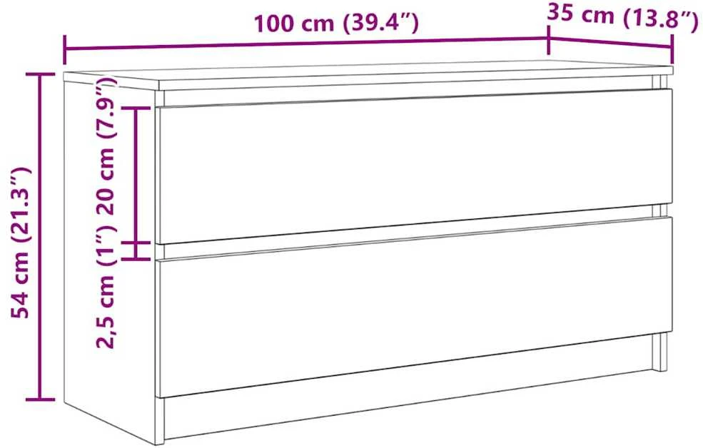 TV staliukas Televizoriaus spintelė, balta, 100x35x54 cm, apdirbta mediena