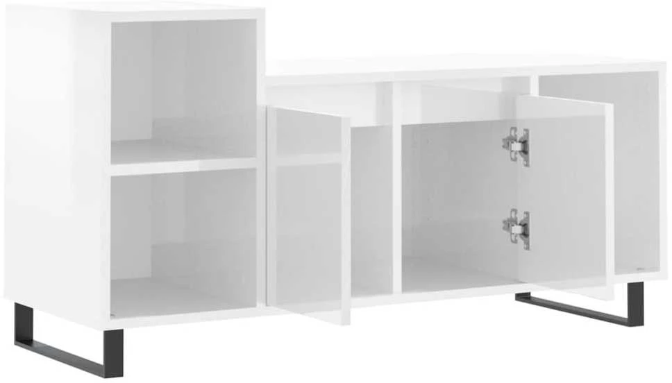 TV staliukas Televizoriaus spintelė, balta, 100x35x55cm, mediena, blizgi