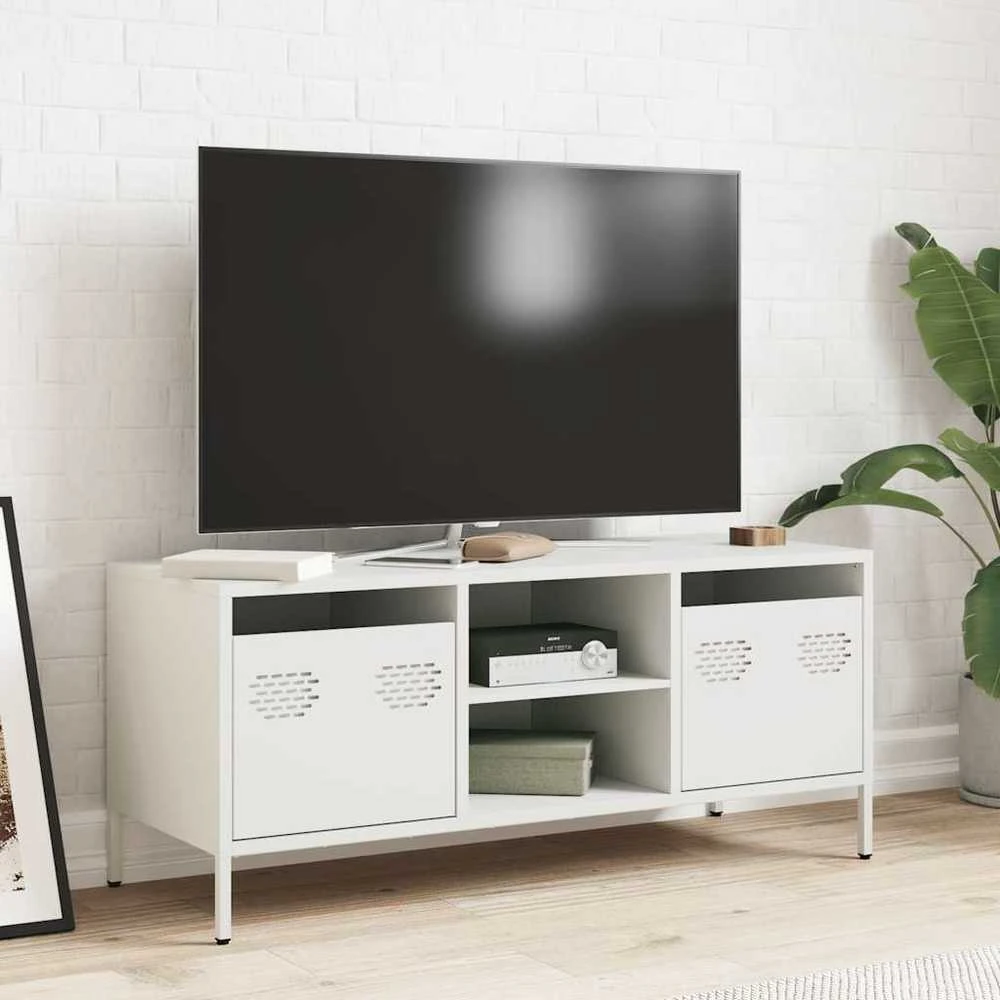 TV staliukas Televizoriaus spintelė, balta, 101,5x39x43,5cm, plienas