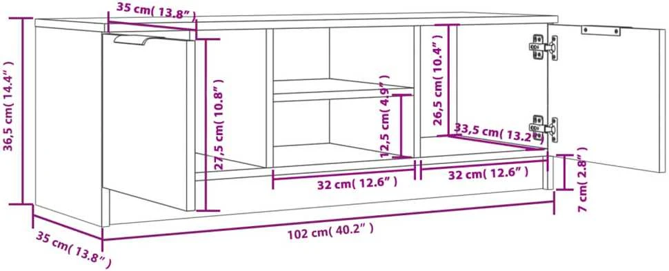 TV staliukas Televizoriaus spintelė, balta, 102x35x36,5cm, apdirbta mediena