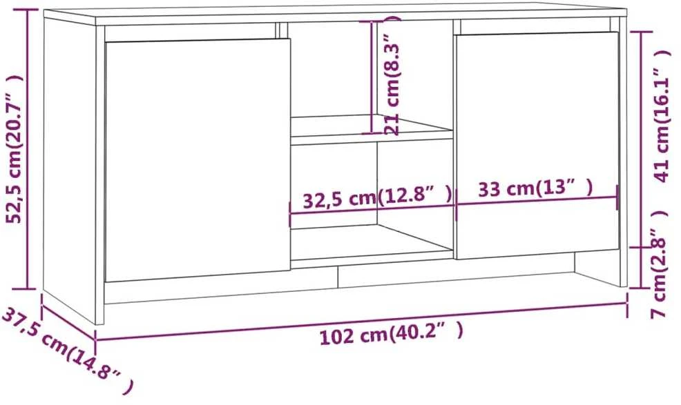 TV staliukas Televizoriaus spintelė, balta, 102x37,5x52,5cm, mediena