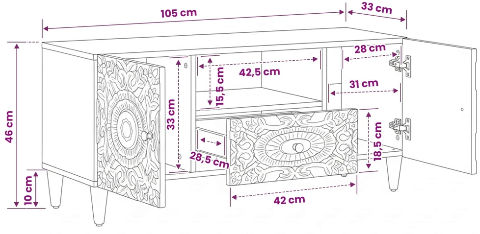 Televizoriaus spintelė Balta 105 x 33,5 x 46 cm