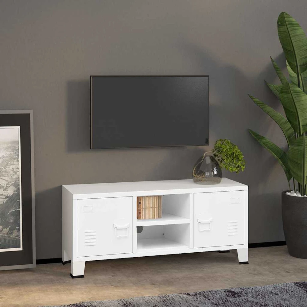 TV staliukas Televizoriaus spintelė, balta, 105x35x42cm, metalas