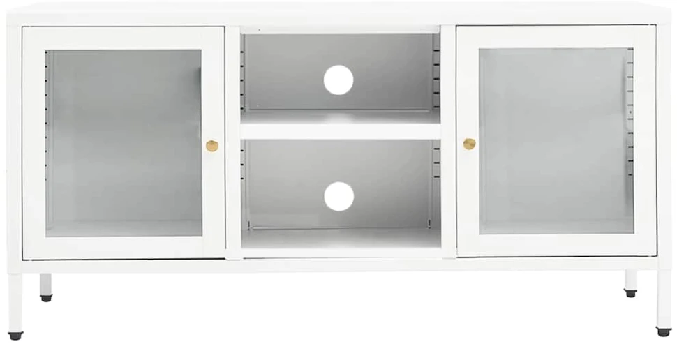 TV staliukas Televizoriaus spintelė, balta, 105x35x52cm, plienas ir stiklas