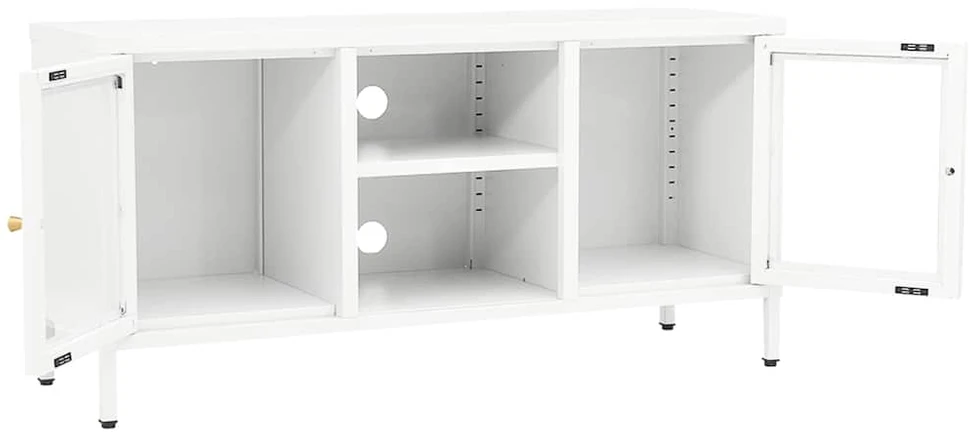 TV staliukas Televizoriaus spintelė, balta, 105x35x52cm, plienas ir stiklas