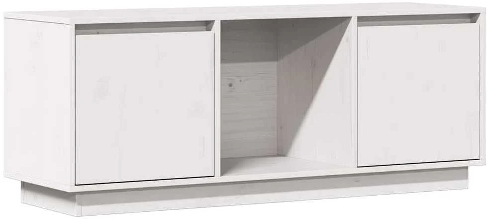 TV staliukas Televizoriaus spintelė, balta, 110,5x35x44cm, pušies masyvas
