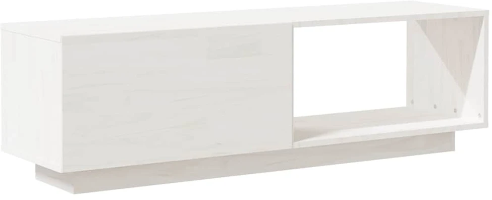 TV staliukas Televizoriaus spintelė, balta, 110x30x33,5cm, pušies masyvas