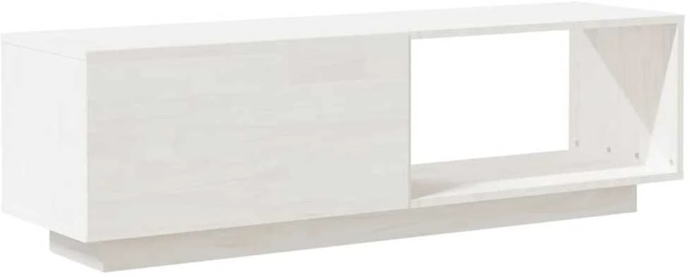 TV staliukas Televizoriaus spintelė, balta, 110x30x33,5cm, pušies masyvas