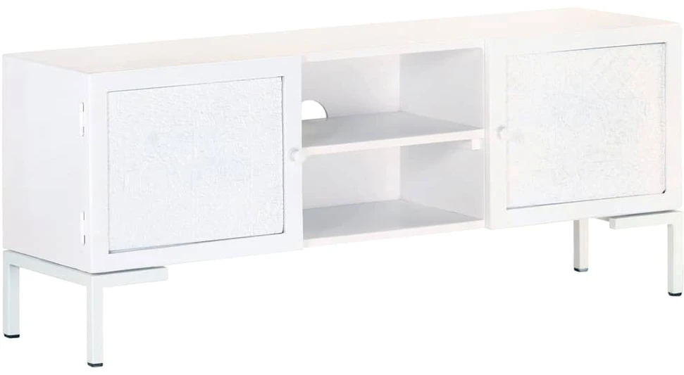 TV staliukas Televizoriaus spintelė, balta, 115x30x46cm, mango masyvas