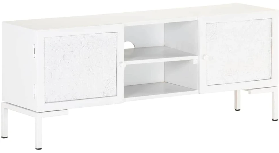 TV staliukas Televizoriaus spintelė, balta, 115x30x46cm, mango masyvas