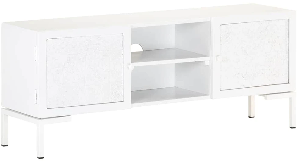 TV staliukas Televizoriaus spintelė, balta, 115x30x46cm, mango masyvas