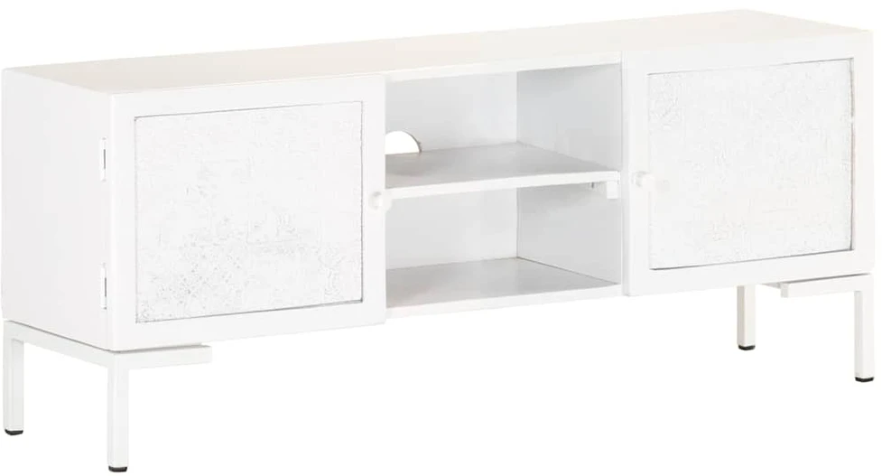 TV staliukas Televizoriaus spintelė, balta, 115x30x46cm, mango masyvas