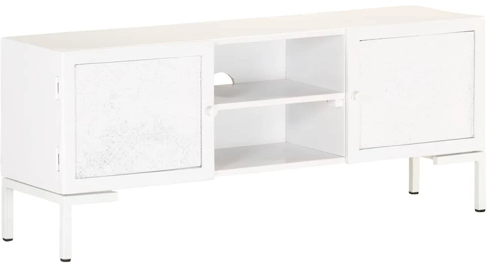 TV staliukas Televizoriaus spintelė, balta, 115x30x46cm, mango masyvas